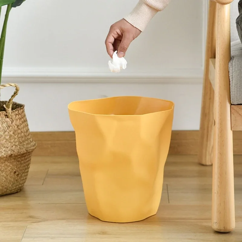 Nordic Style Irregular Trash Can Modern Solid Color Plastic Garbage Rubbish Bin Food Waste Basket Basin Bucket Flower Pot