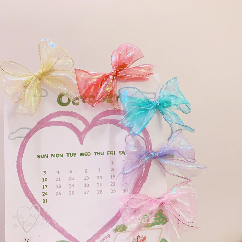 HD227A03 Spring is coming, Korean ins Internet celebrity laser bow duck bill clip children's baby hairpin pair