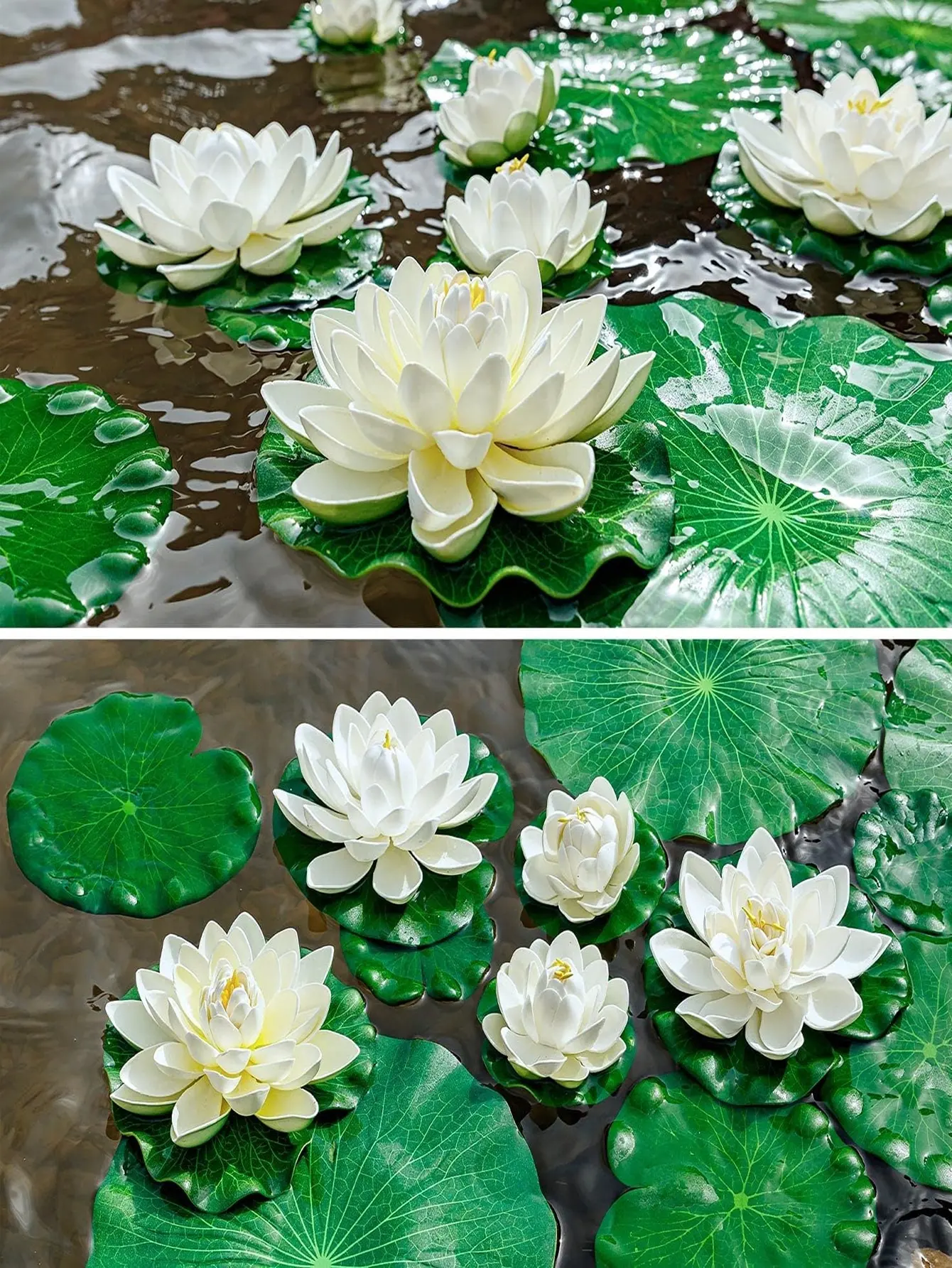  1/5/10pcs Pink Color Water Lily Lotus Artificial Decoration Flower Eva Floating On Water Garden Pond Outdoor Party Decoration