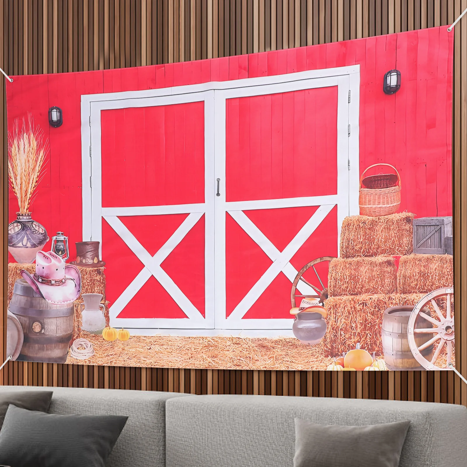 

180x120cm Rustic Barn Backdrop Cowboy Birthday Photography Background Western Farm Decor Party Prop Outdoor Theme Setup