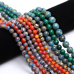 Wholesale Multicolor Malachite Natural stone Round Loose Beads 15'' Strand 4 6 8 mm For Jewelry Making Diys Charm bracelett Neck
