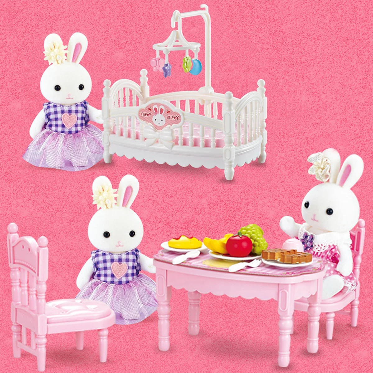 فستان أرنب صغير فتاة لطيف محاكاة المشهد لعبة اللعب منزل الأطفال هدية عيد ميلاد التفاعل الداخلي بين الوالدين والطفل #6