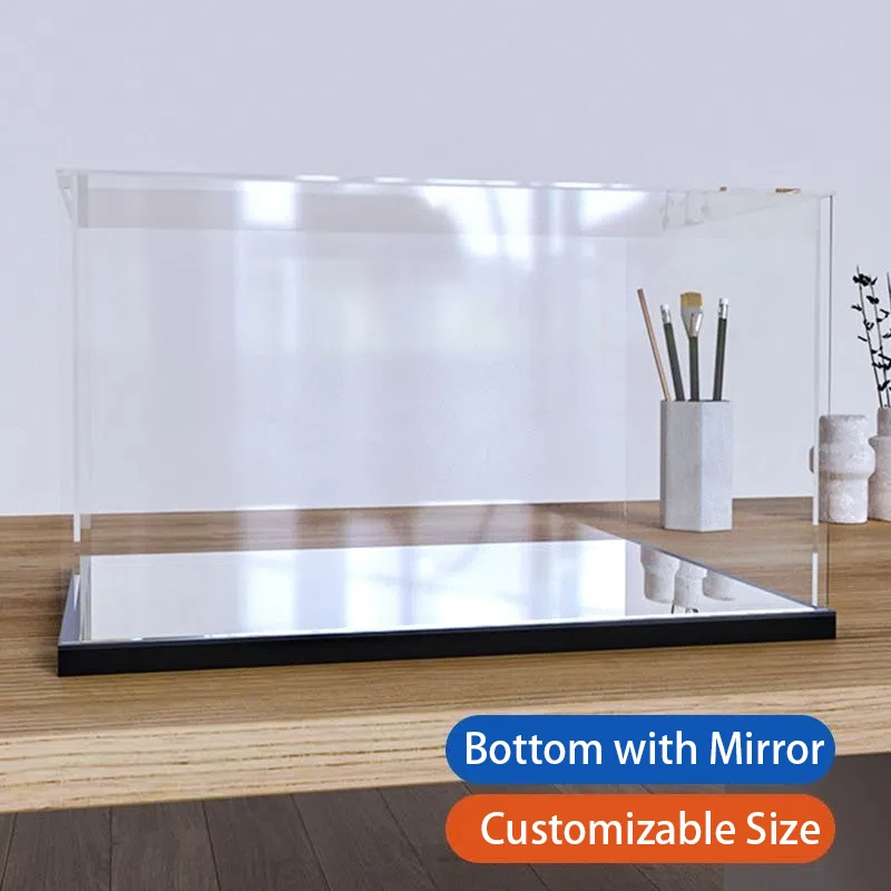 

150 Size Acrylic Mirror Display Box for Figures/Toy/Gundam/Car Model/Collectibles,Clear Countertop Dustproof Protection Showcase