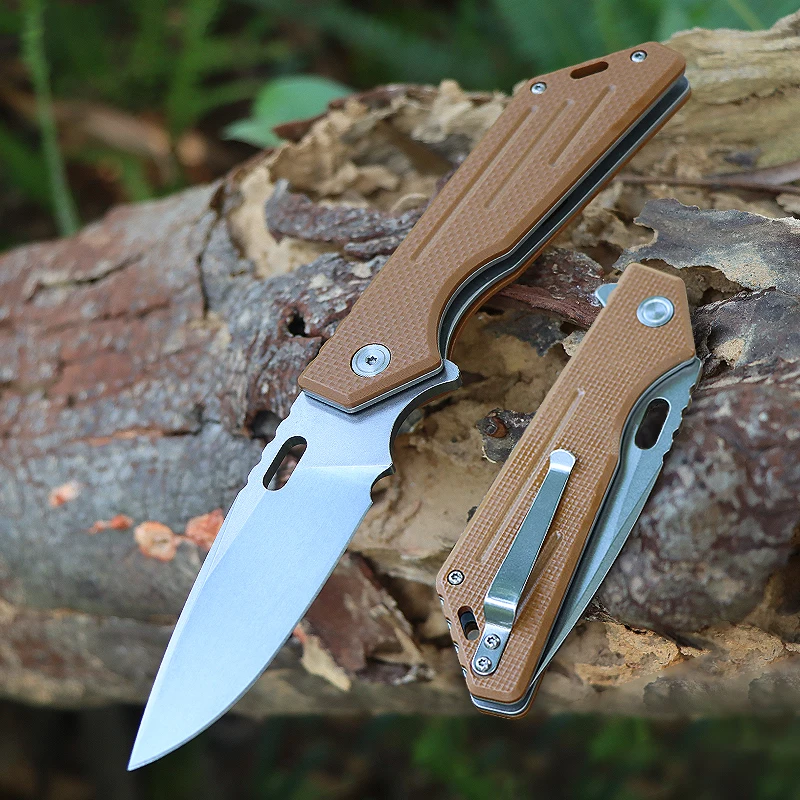 

Outdoor tactical folding knife G10 and stainless steel handle camping survival hunting pocket knife