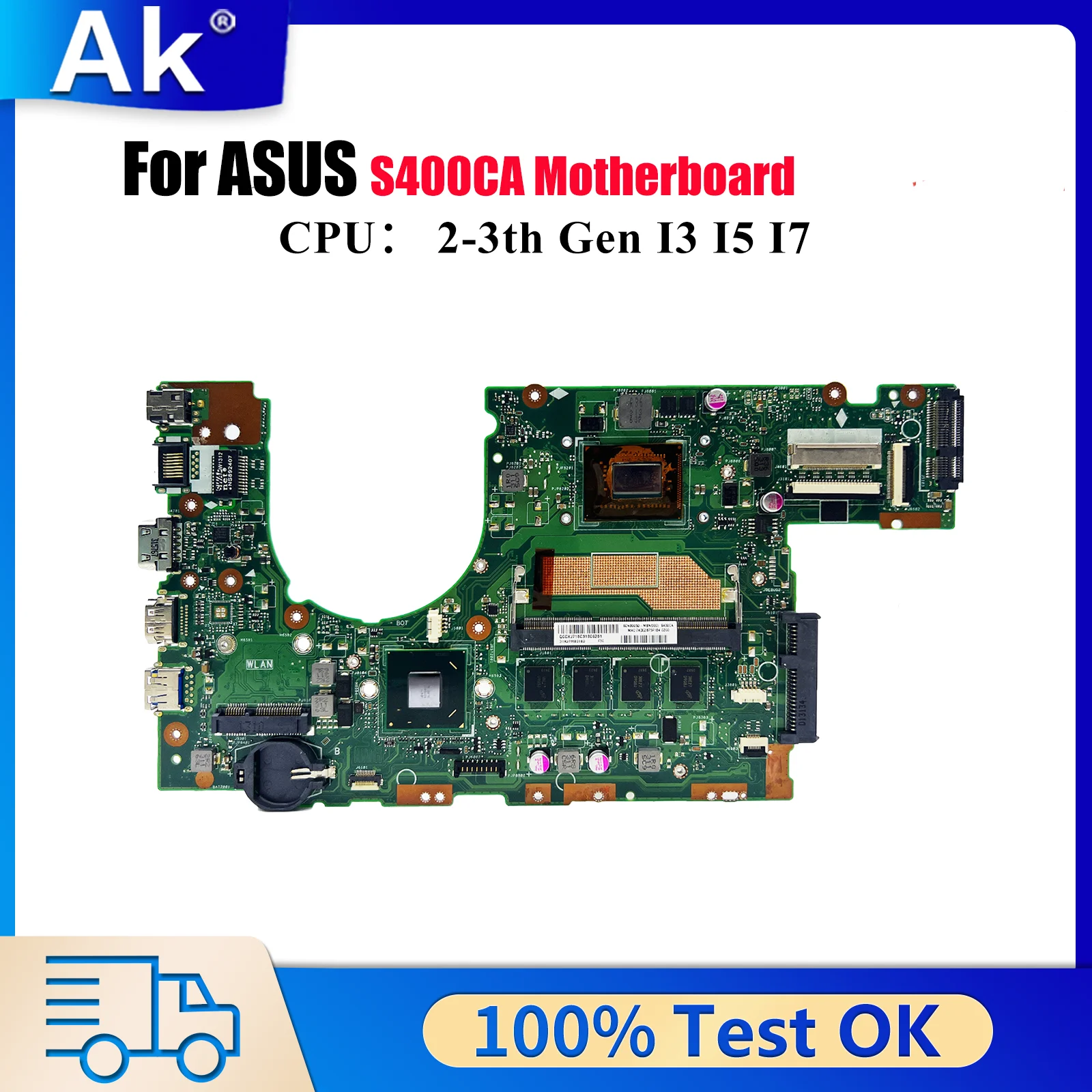 

S400CA Материнская плата для ноутбука ASUS VivoBook S400CA S400C Материнская плата для ноутбука с процессором I3 I5 I7 100% тестирование ОК быстрая доставка stk