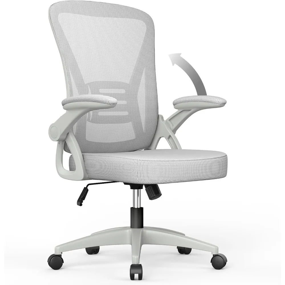 Bürostuhl mit verstellbaren Armlehnen, ergonomischer Bürostuhl mit Netzbezug, Lordosenstütze,