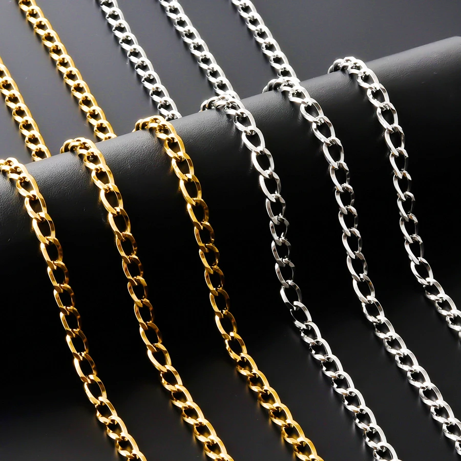 Anlaufbeständige Großhandels-Halsketten aus Edelstahl mit seitlich gedrehter Kette (1/5/10 Stück) für Damen und Herren – Modeschmuck und Geschenke – Detail 3