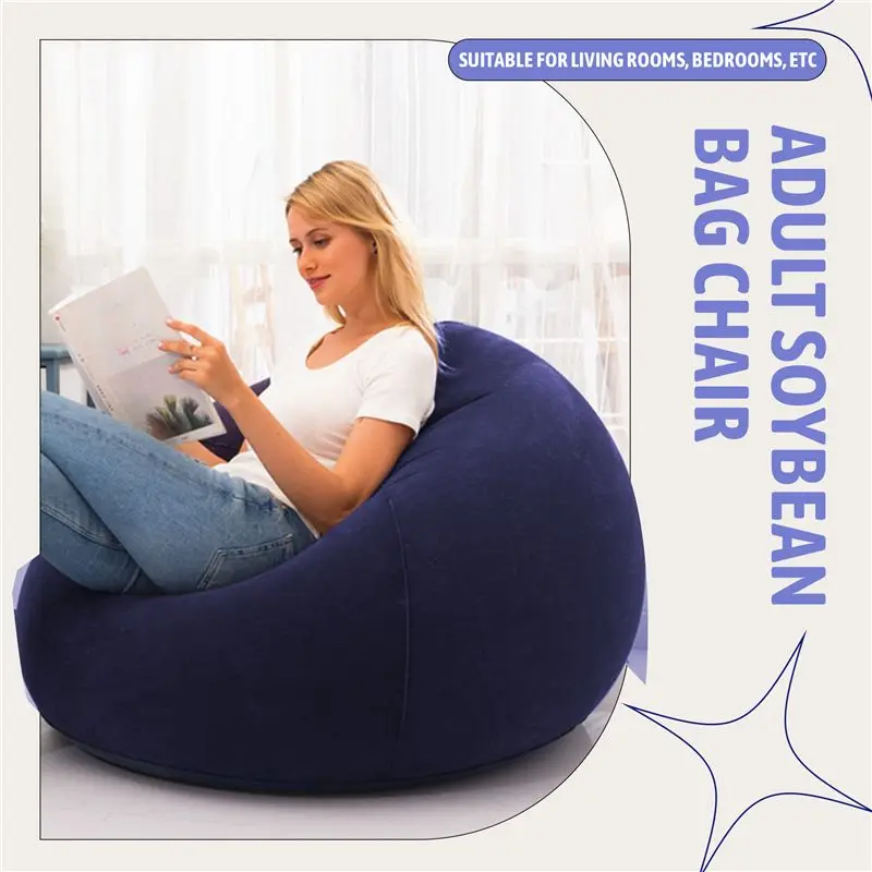 BAAJ-Large Inflatable Sofa Chair Bean Bag Flocking PVC Garden Lounge Beanbag Outdoor Furniture Camping Backpacking Bags