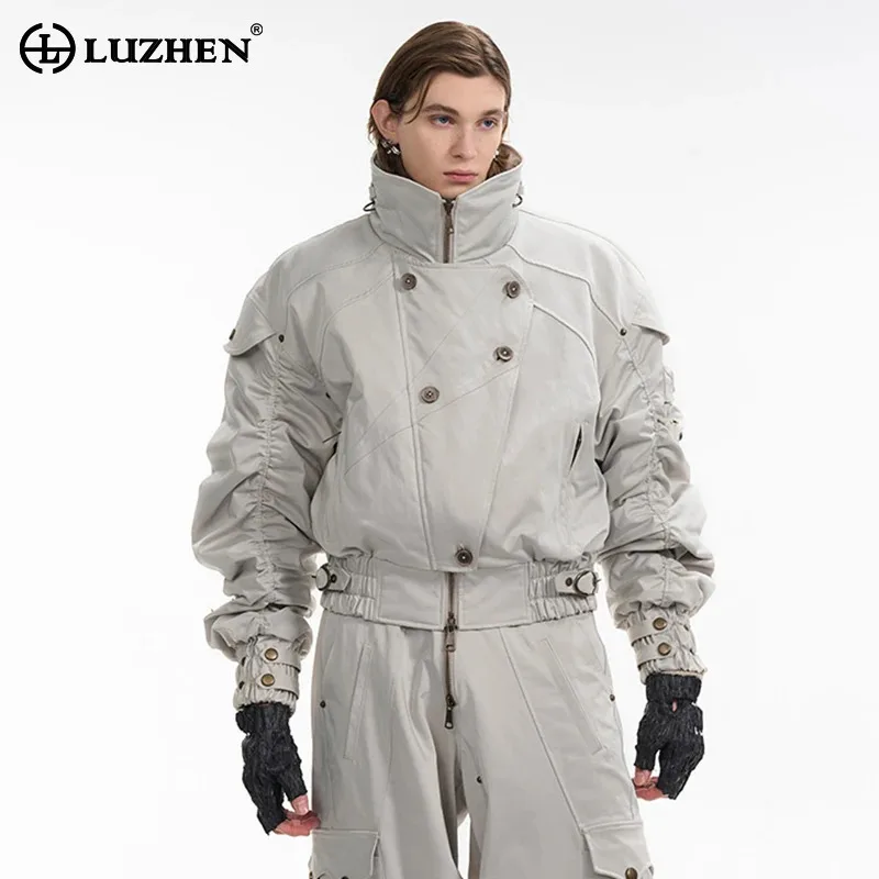 LUZHEN Workwear Original Designer New Pleated Sleeve Jackets Functional Casual Straight Pants High Quality Loose Clothes LZ8218