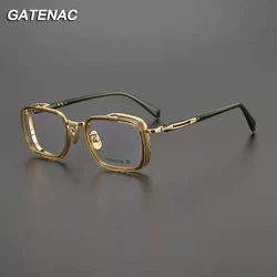 Vintage Acetate Titanium Glasses Frame Men Square Prescription Myopia Eyeglasses Frame Women Retro Luxury Brand Designer Eyewear