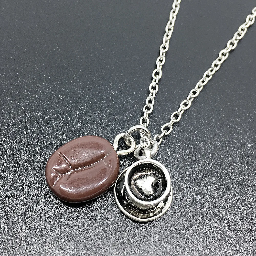 Coffee Bean Necklace, 3D Brown Coffee Bean Pendant Necklace  coffee cup necklace  Gift for Coffee Lover Jewellery