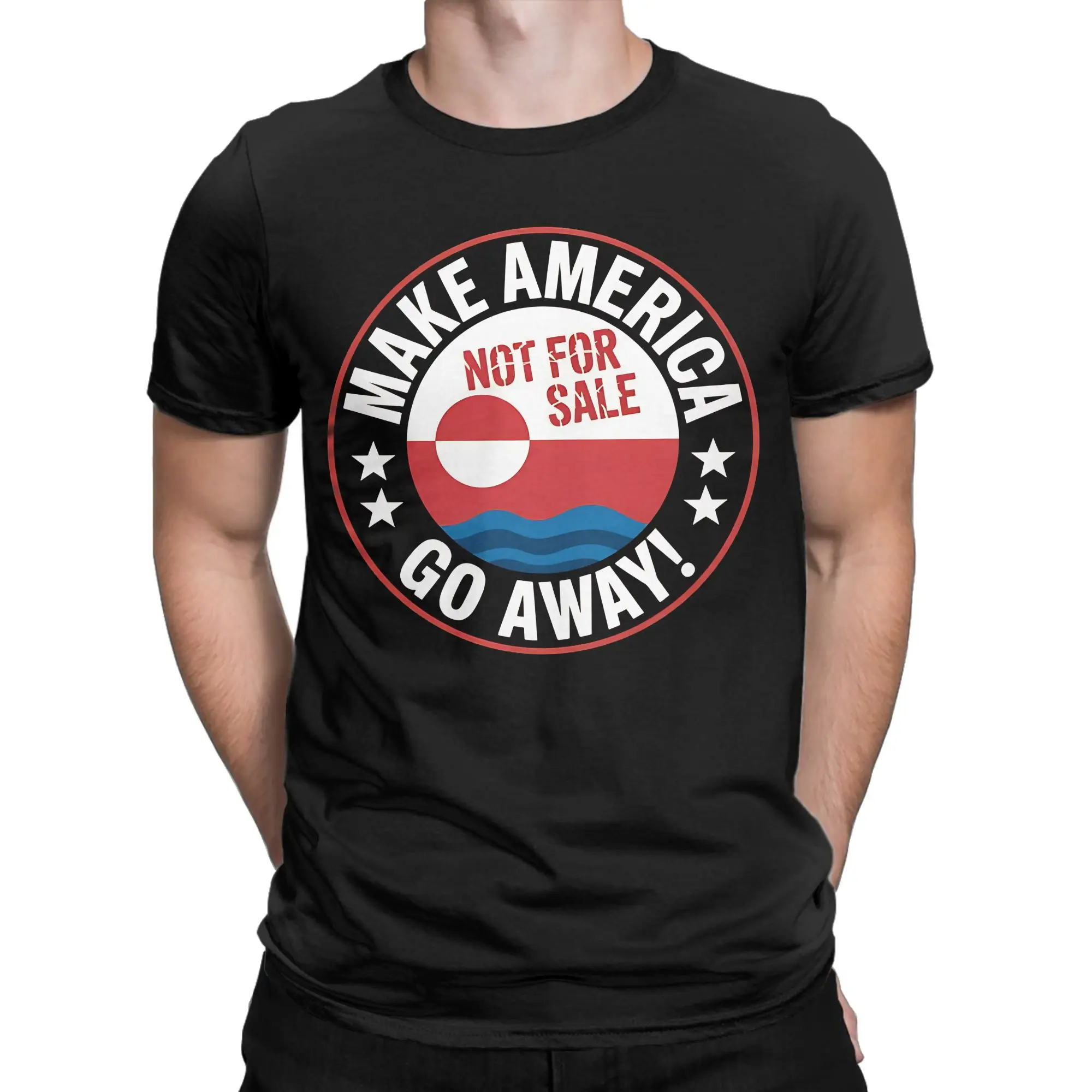 Make America go away Anti  T-Shirt Men Cotton Tops Casual Greenland MAGA Crewneck Short Sleeve