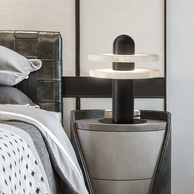 اسبانيا الفاخرة الرخام الطبيعي LED الطابق ضوء الحديثة مصمم شخصية ديكور دراسة غرفة نوم السرير فندق مصابيح طاولة الحد الأدنى #5