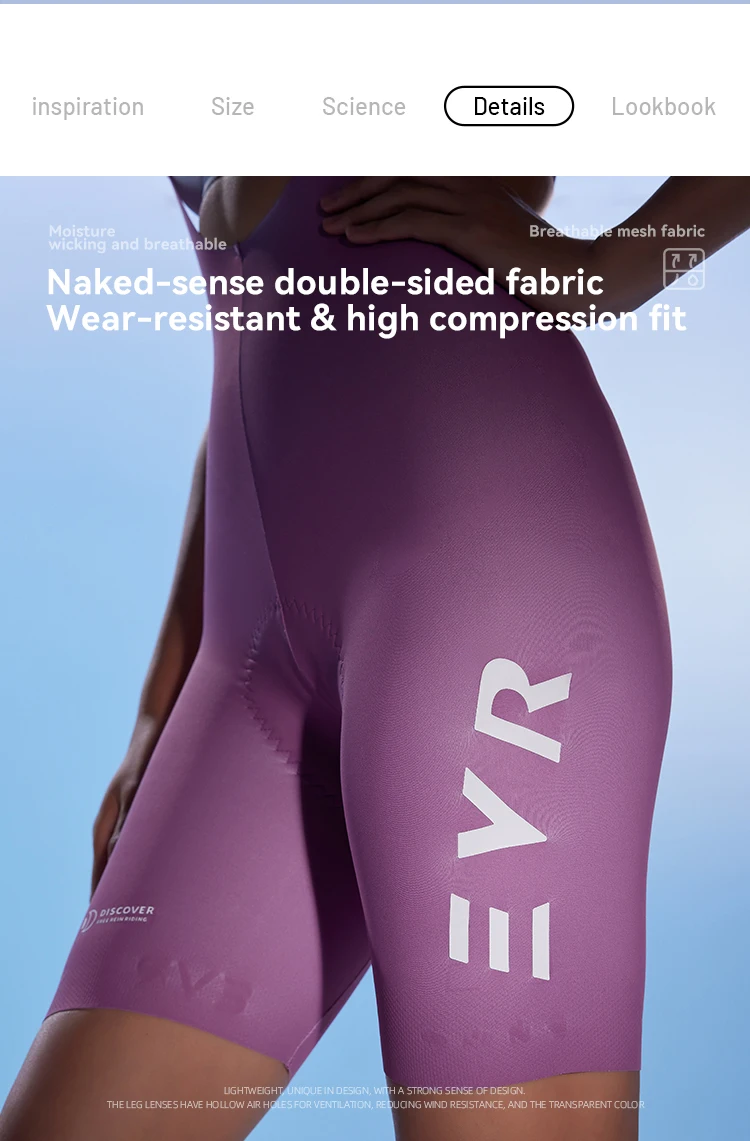 EVR Sommer Damen Radsport-Trägerhose Einteilige Trägerhose mit Doppelpfeil-Design Langstrecken-Schnelltrocknende Radhose – Detail 9