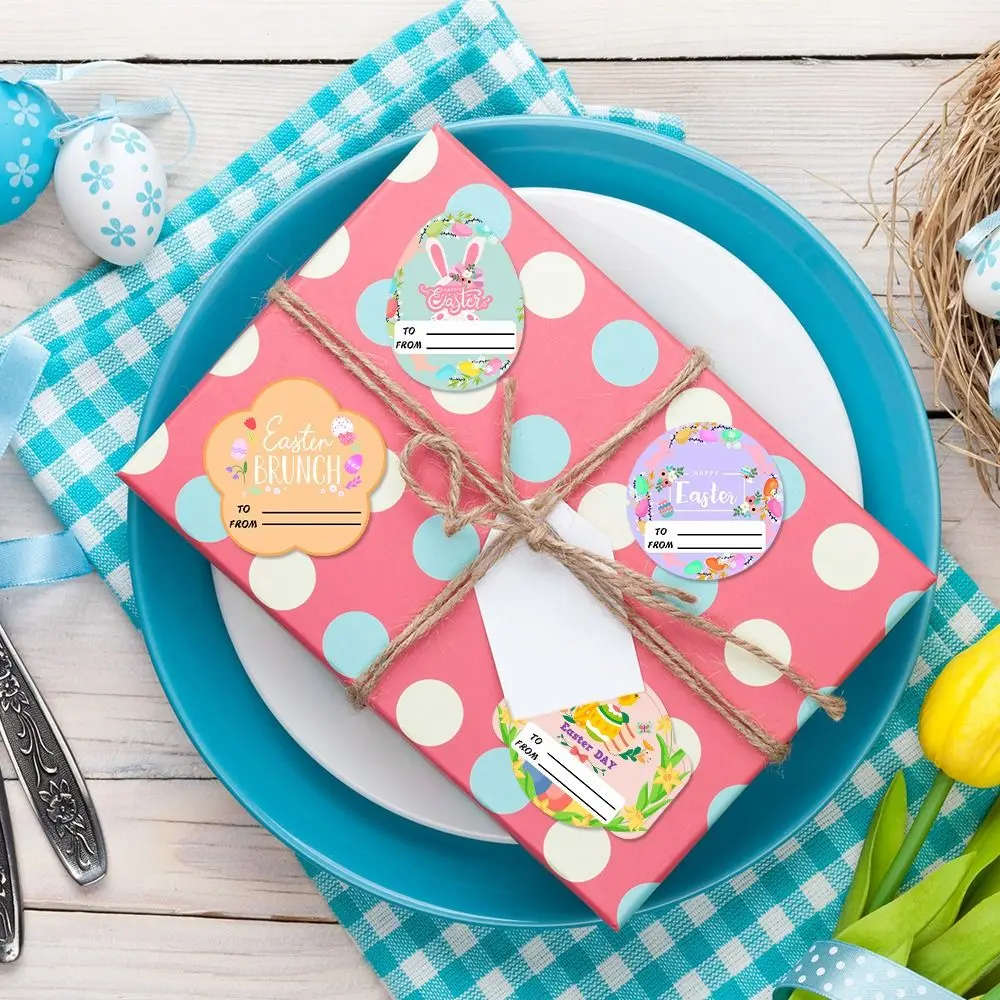 Creative Multicolor Easter Rabbit Sticker Paper Rabbit Sticky Label Packing DIY Easter Egg Decals Easter