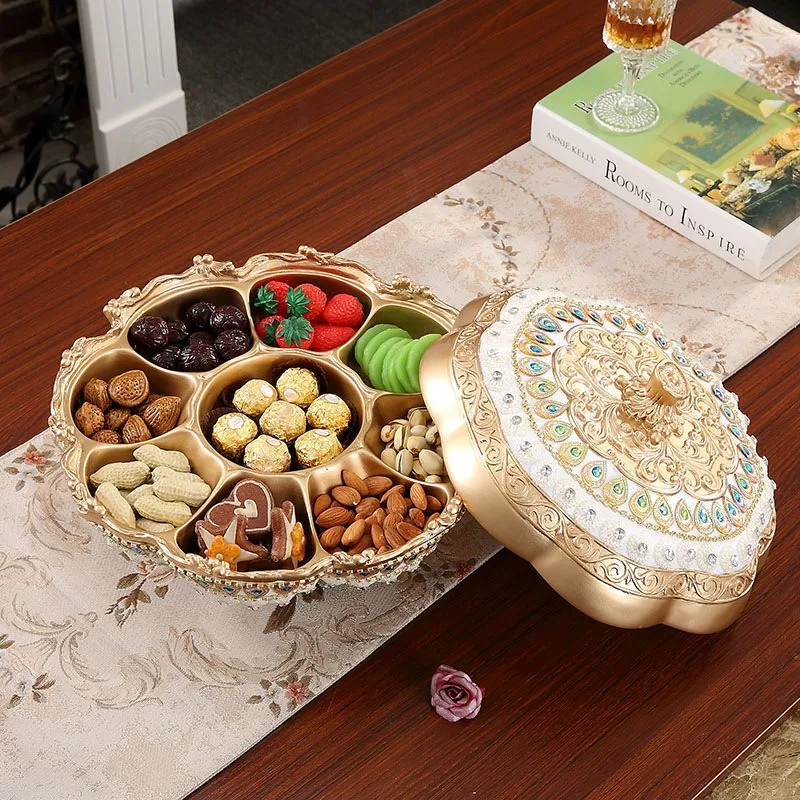 

living room, Italian household compartment, covered candy box, melon seeds, plate nut snack box, coffee table ornament