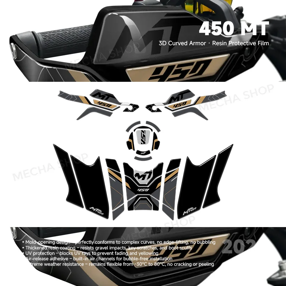 Motorcycle Accessories 3D Resin Decal Complete Graphics 3D Sticker Handguard Tank Pad for CFMoto 450MT 2026 Kit