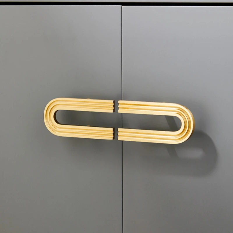 Möbelgriffe Massiver Gebürsteter Messinggriff Runway-Design Küchenschrankgriff Kleiderschrank-Schubladenknopf Türgriff – Detail 6