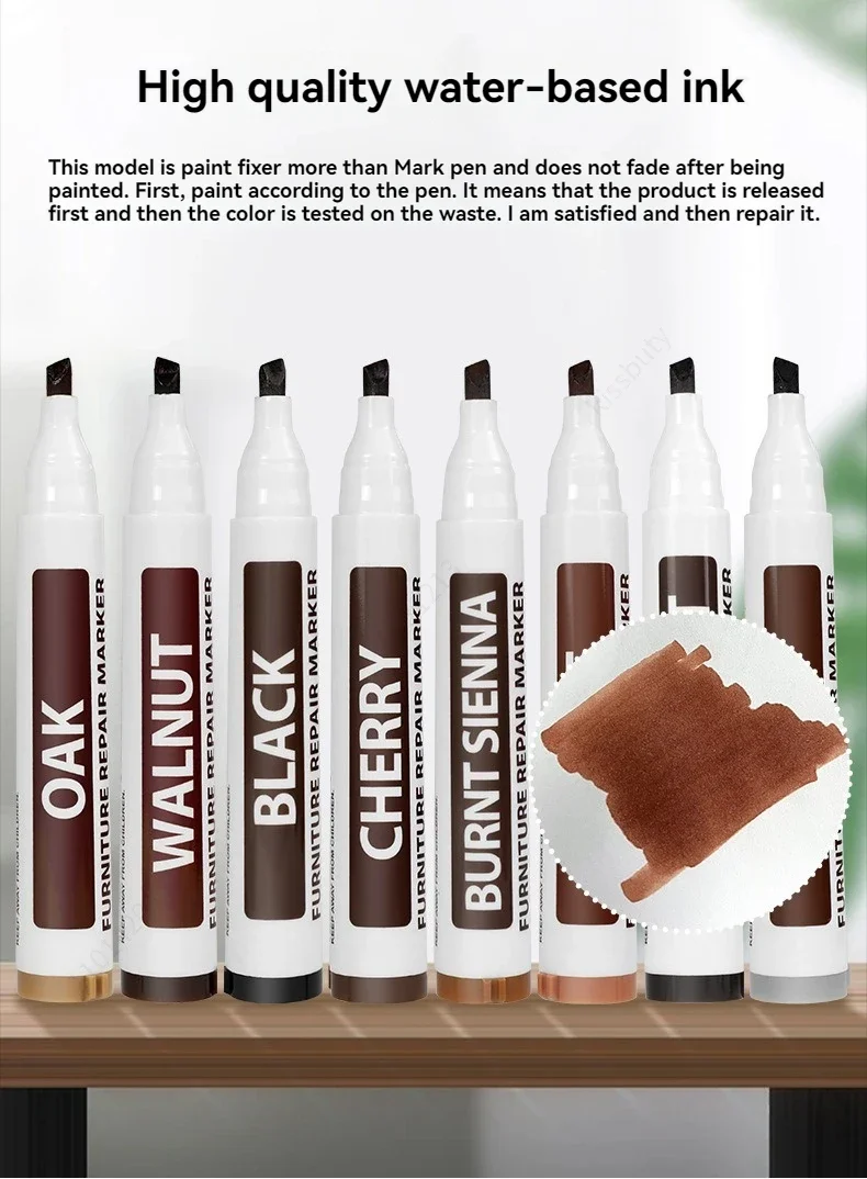 Möbelreparatur-Stift-Set: Kratzerentferner und Reparaturkit für Holz, Kratzerfüller, Farbe für Holzschränke, Böden und Tische – Detail 11