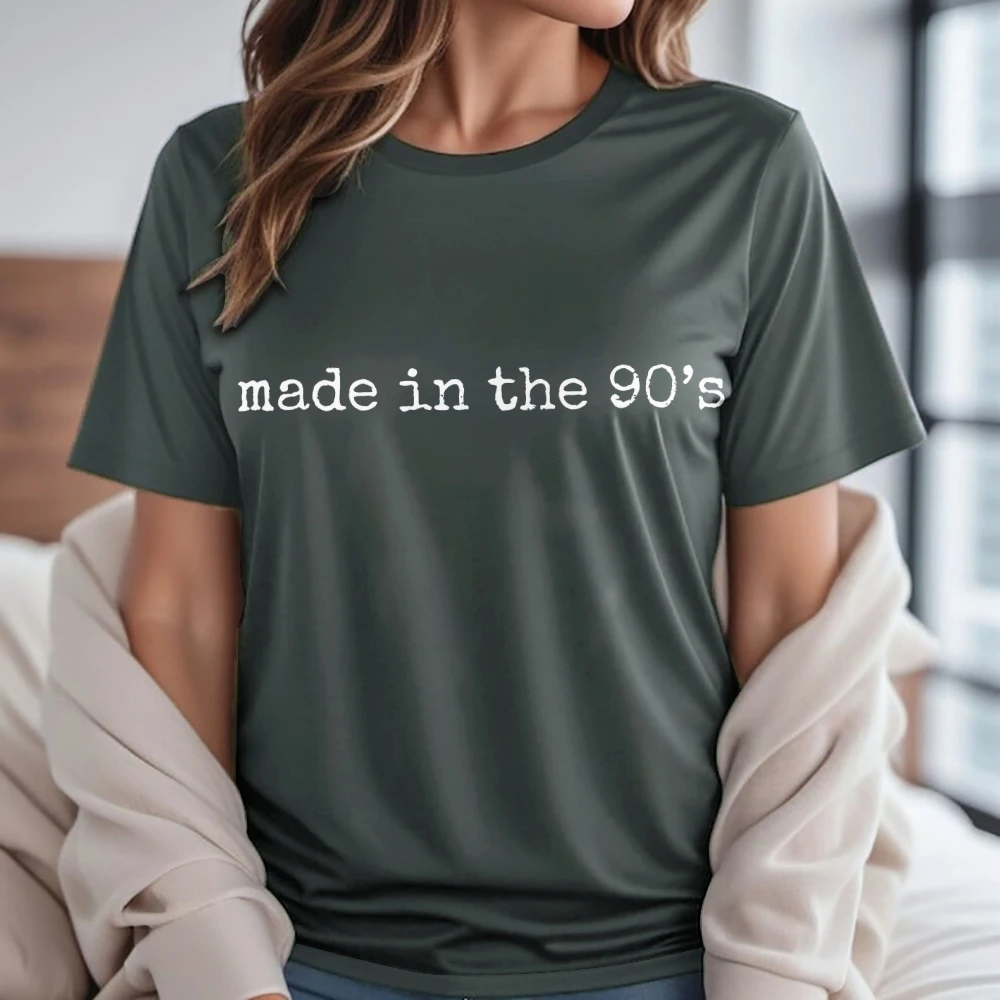 Made In The 90's Letter Graphic T-Shirt Pure Cotton Tee Summer Short Sleeve Tops Vintage Retro Style Streetwear For Wemen Men