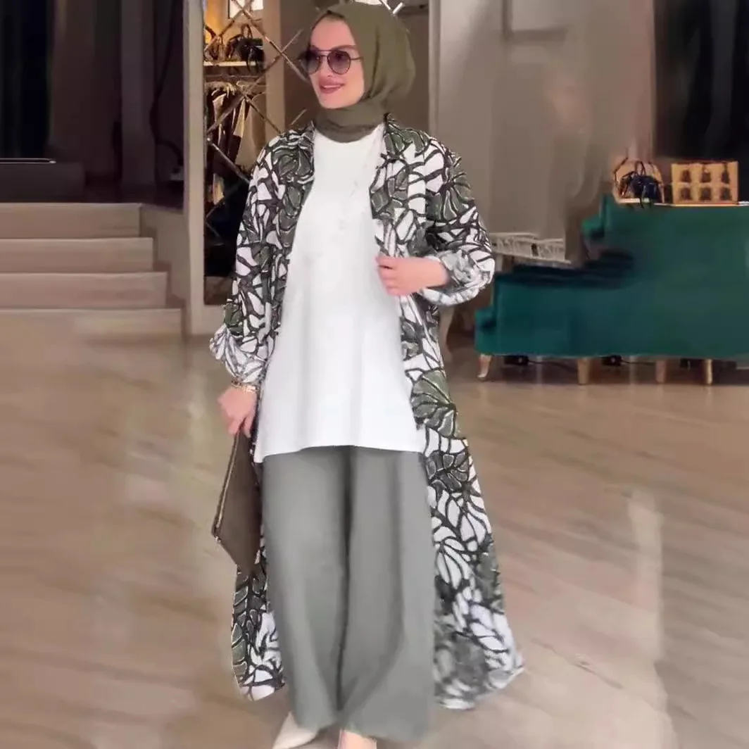 Muslim Women Long Robe Cardigan Abaya Dresses Jalabiya Printing Ramadan Morocco Dubai Abayas Kaftan Islam Eid Vestidos Arab