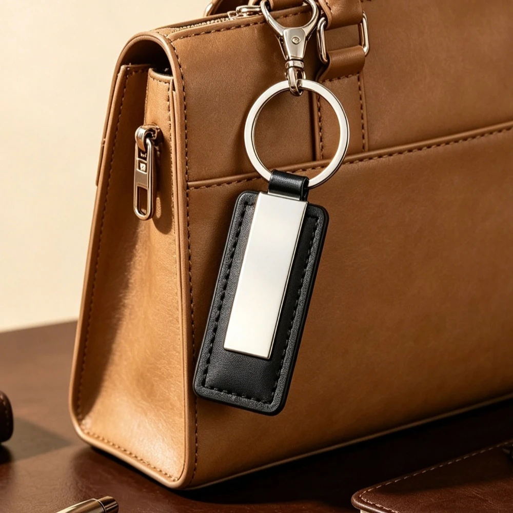 Business-Textur Leder Metall Schlüsselanhänger Auto Motorrad Herren und Damen Schlüsselring Personalisierbar Vintage Tasche Auto-Zubehör Freundesgeschenk – Detail 1