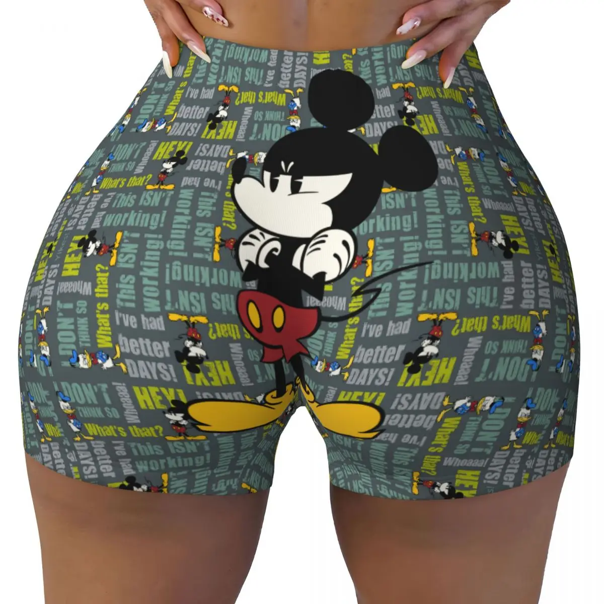 

Woman Lift Yoga Sports Tight Shorts Upset Mickey Mouse High Waist Shorts Workout Leggings