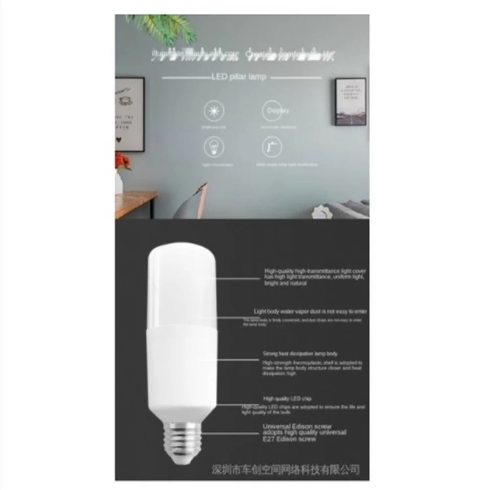 Bombilla Led de luz blanca con tornillo E27, vela roscada cilíndrica superbrillante, lámpara de ahorro de energía para el hogar, iluminación de paisaje interior