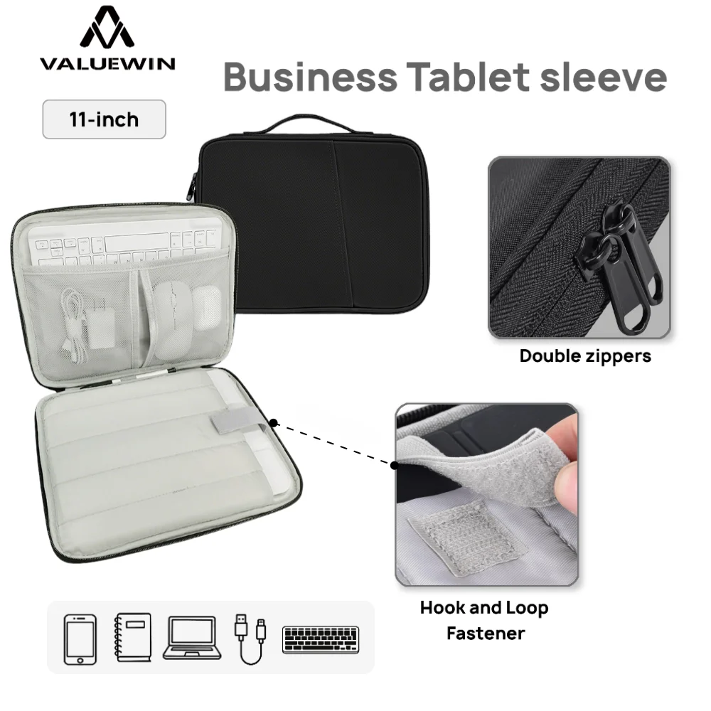 

Tablet Sleeve Case 11inch for IPad Air 11 M2 M3 IPad Air 10.9 Magic Keyboard Multi Pocket Shockproof Tablet Sleeve Bag Black