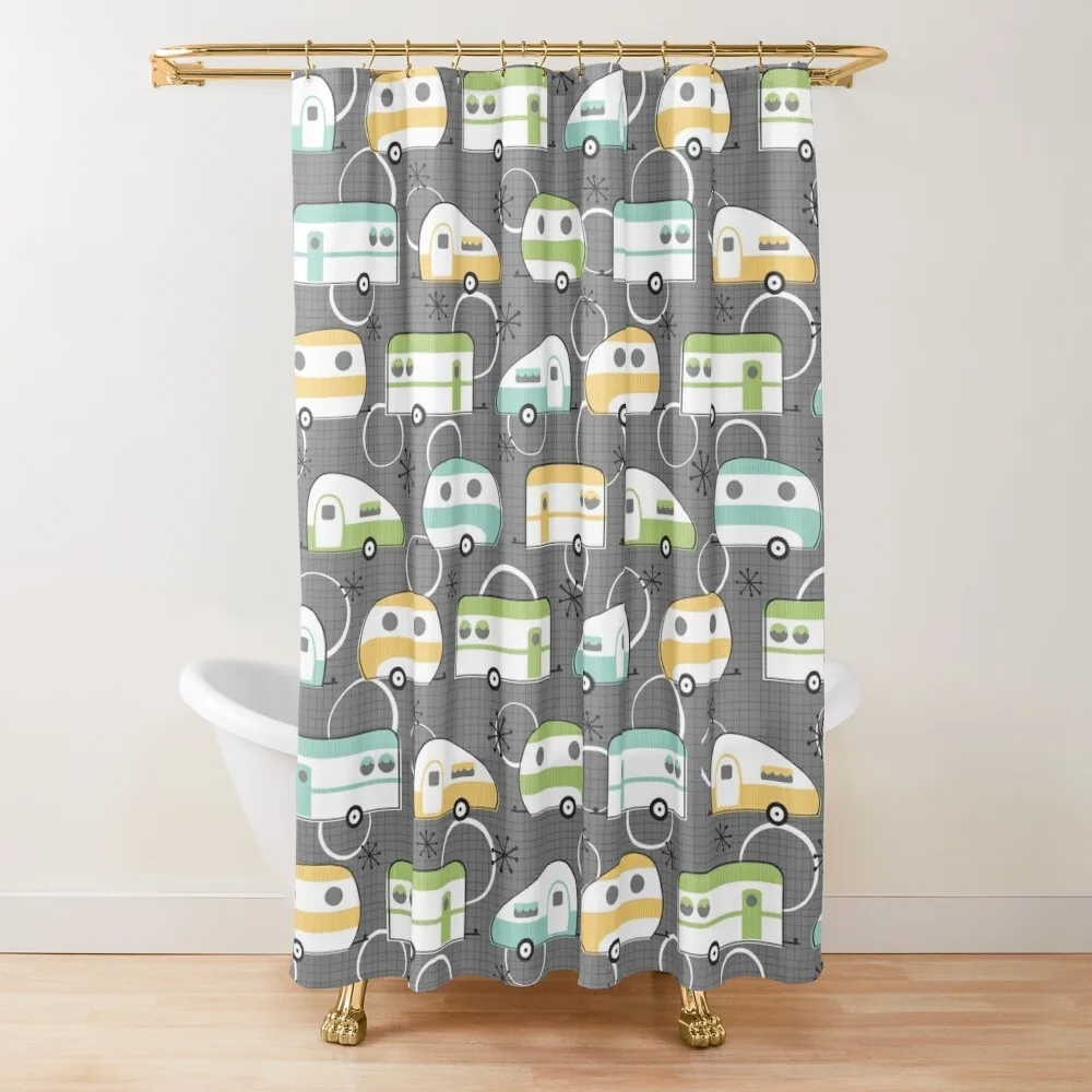 

Happy Campers Shower Curtain Anti-Mold Waterproof Shower Shower For Bathrooms Bathroom Accessory For Bathroom Curtain