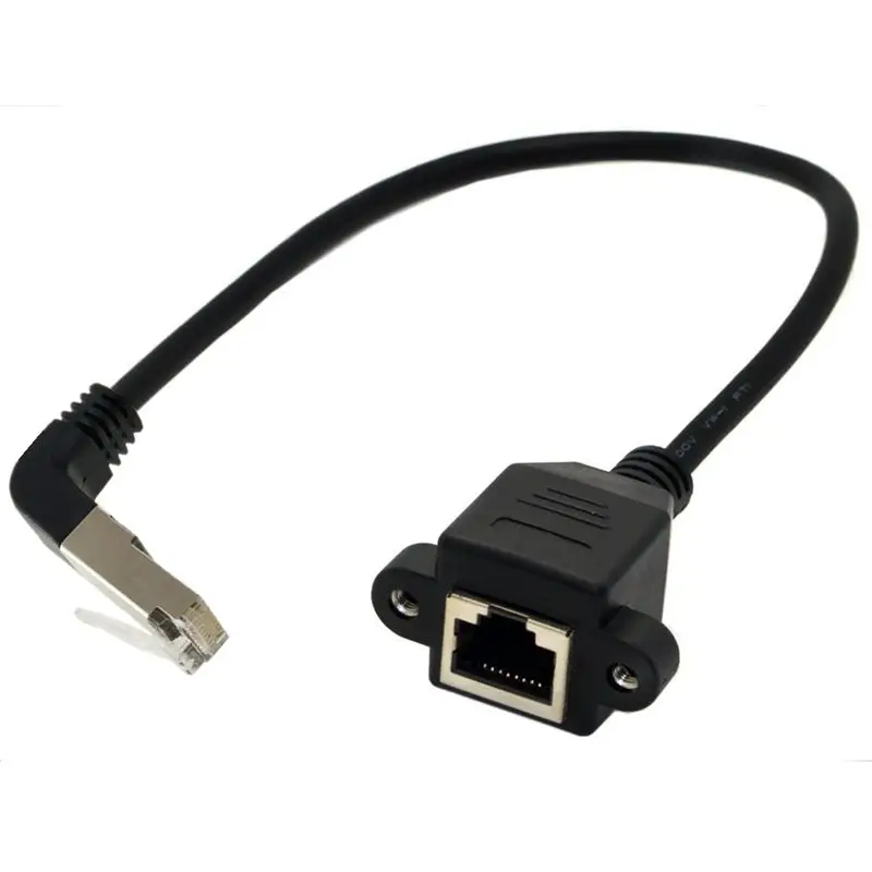 Cat5 Network Cable Adapter 100Mbps Network Extension Cable RJ45 Male 90 ° UP And Down Bending Female With Fixed Seat Ear Cable