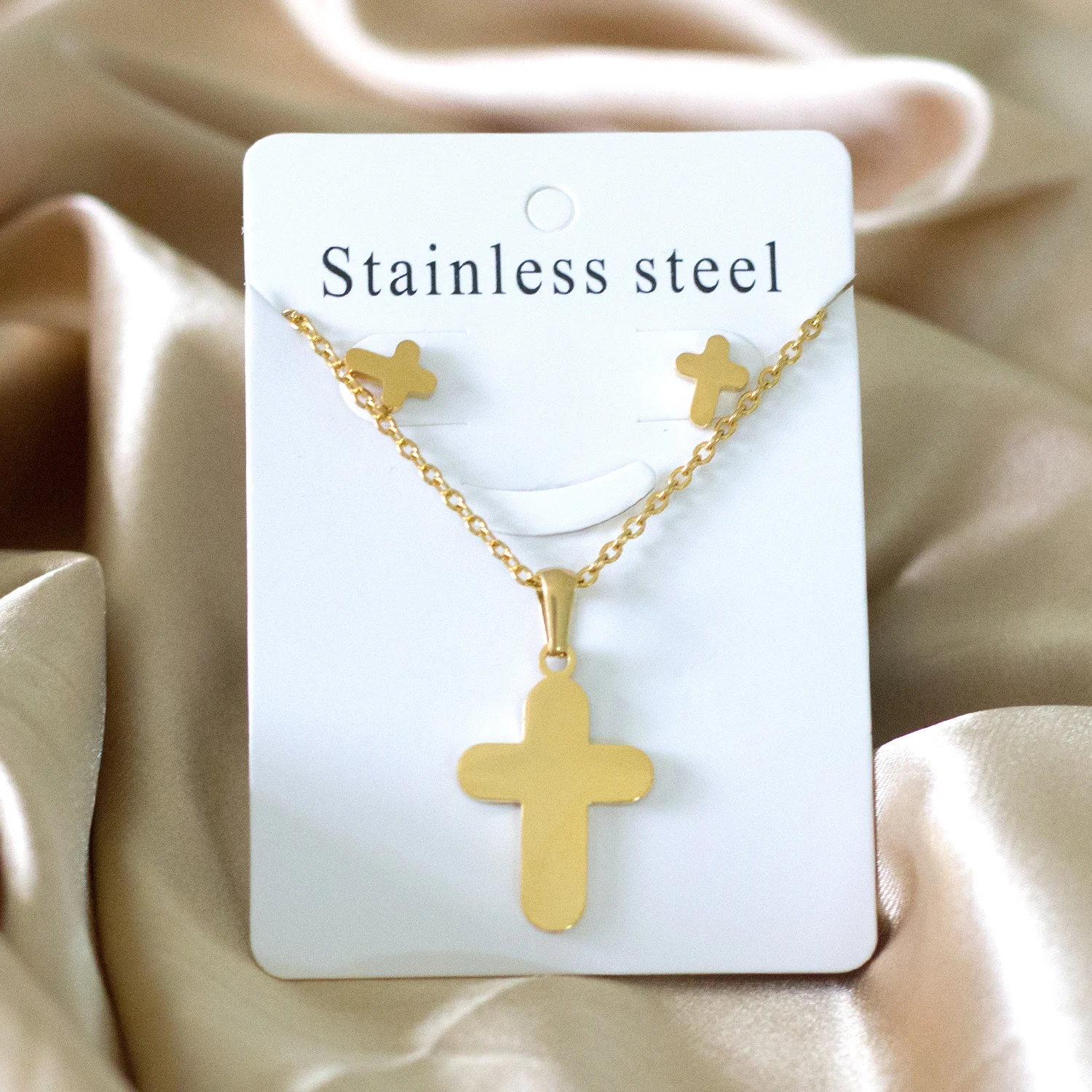 LUXUSTEEL V-shaped Women’s Jewelry Sets Pendant Earnail Set Stainless Steel Pendants Necklace Earring Sets Wedding party gifts