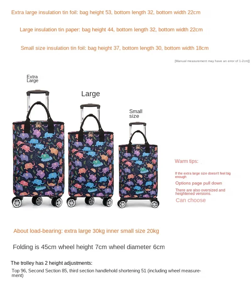 Large-capacity Grocery Shopping Cart Household Trolley Shopping Trolley Universal Wheel Folding Portable Shopping Bag