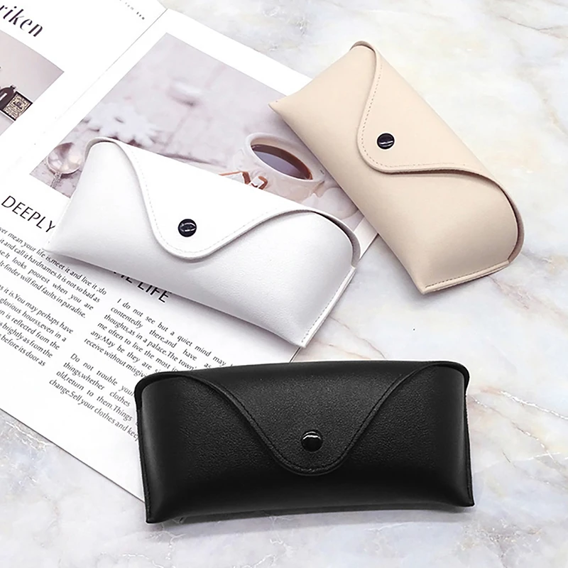 1pc Durable Leather Glasses Case Sunglasses Black Pouch Bag Eyewear Box Lightweight Portable Anti-Scratch Eyeglass Case Gift