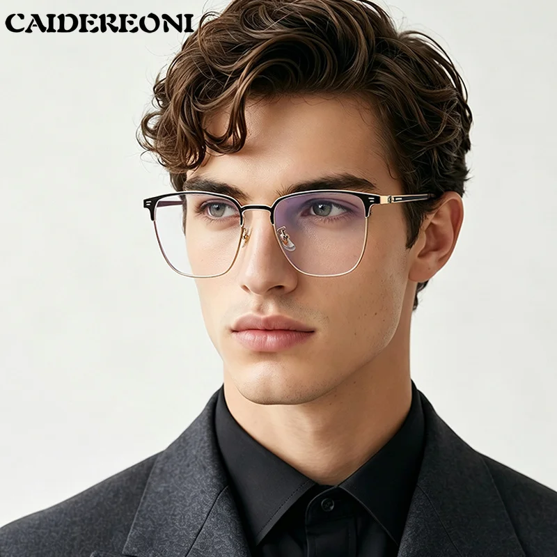 Очки CAIDERONI New Retro Business для мужчин, антибликовые, для компьютера и чтения, с диоптриями, на заказ, с фотохромными линзами, блокирующими синий свет.