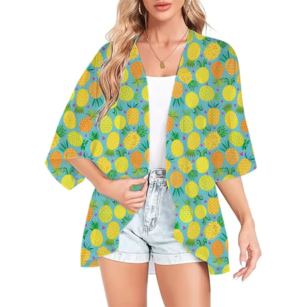 Women's Kimono Cardigan Cover Up Kimono Cardigan Shirt Hawaii Boho Chiffon Cardigan Tops Outerwear Beach Swimwear Capes Summer