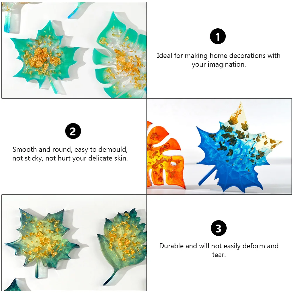 

2pcs Leaf Shape Silicone Molds Epoxy Resin Casting Diy Tool Home Decor Coaster Mold Durable Easy Demould Irregular Lace Design