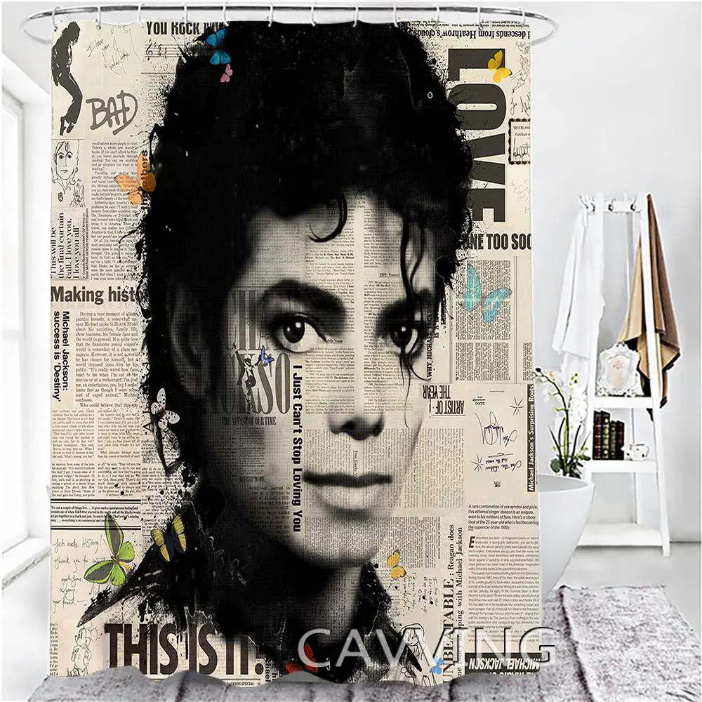 Michael Jackson  3D Printed  Shower Curtains Waterproof Bathroom Curtain Anti-slip Bath Mat Set Toilet Rugs Carpets   F03