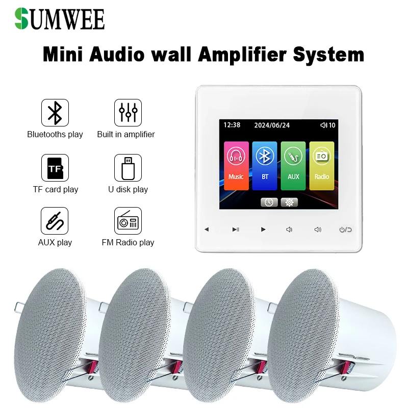 ホームBluetooth壁掛けアンプ、BGMホスト、天井スピーカー制御システム、ミニタッチキー、UディスクとTFカードオーディオパネル