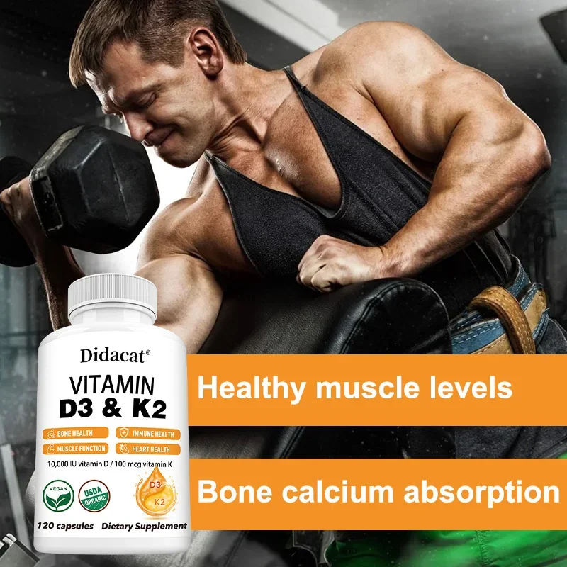 Vitamin D3 + K2 Supplement, Supports Joint, Bone and Immune Health, Non-GMO Formula, Easy-to-Swallow Vitamin D and K Complex