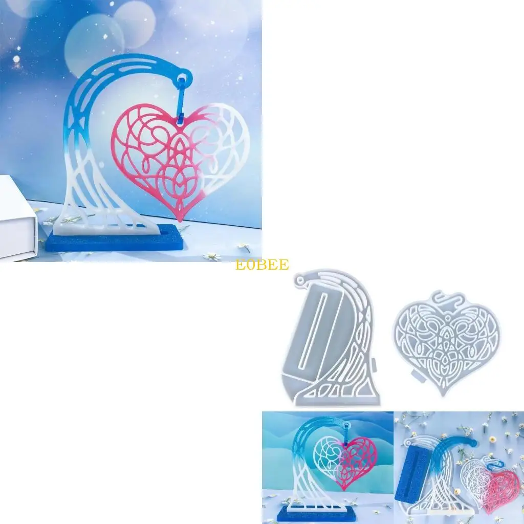 

E0BE Heart Shaped Resin Molds Large Ornament Silicone Mold for Resin Casting DIYs
