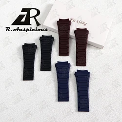 R.Auspicious Watch Accessories 23mm Rubber Strap For Porsche Design P6620 Series Watchband Silicone Sports Waterproof Bracelet