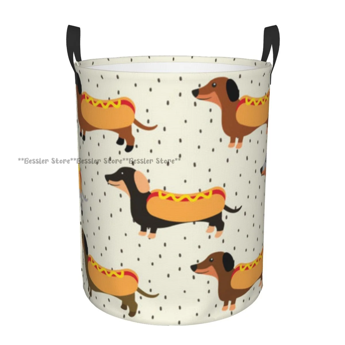 Folding Laundry Basket Dachshunds Pattern Dirty Clothes Storage Bucket Wardrobe Clothing Organizer Hamper