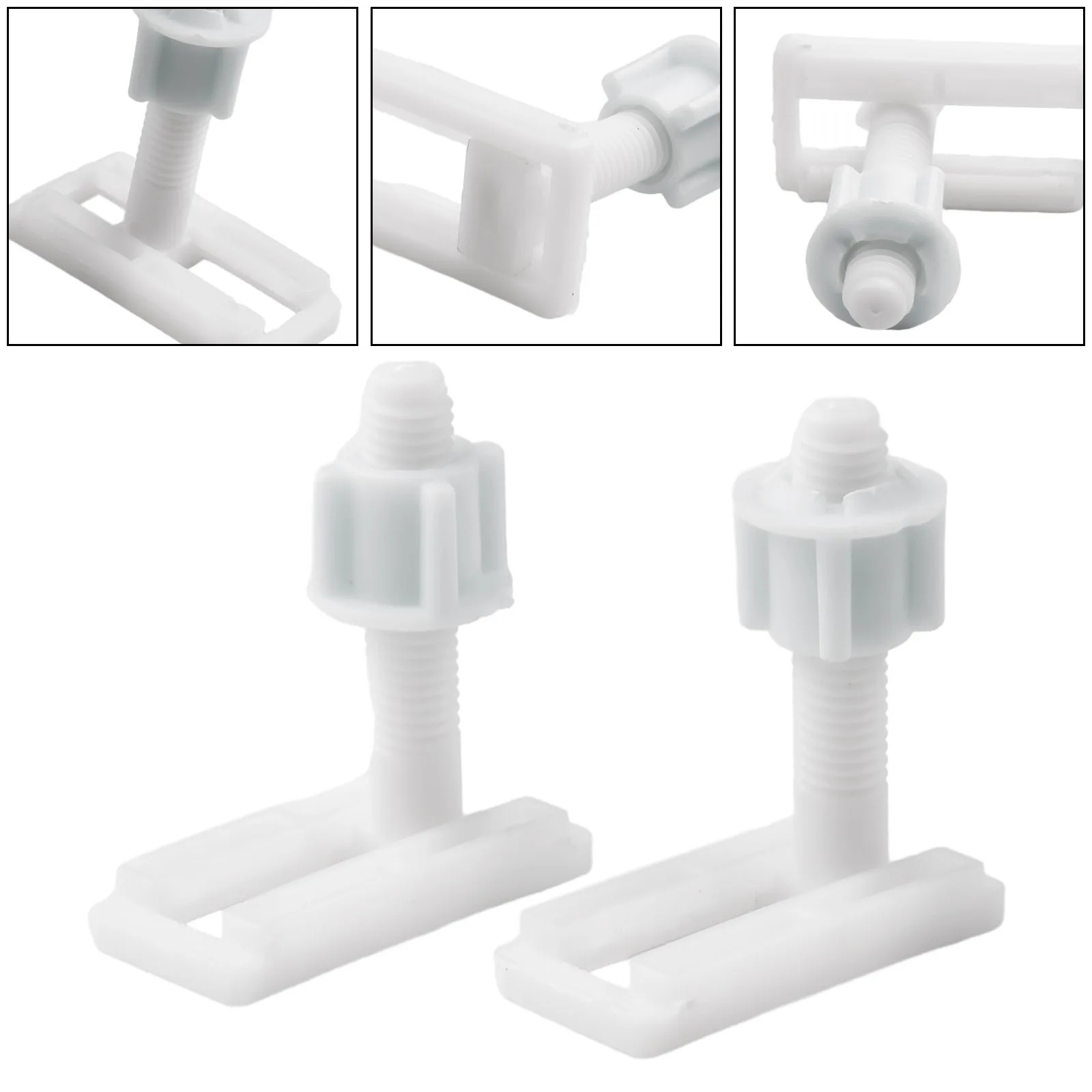 2pcs Toilet Seat White Hinges Full Set Bolts Screws Bathroom Repair Kits Tools Universal Toilet Replacement