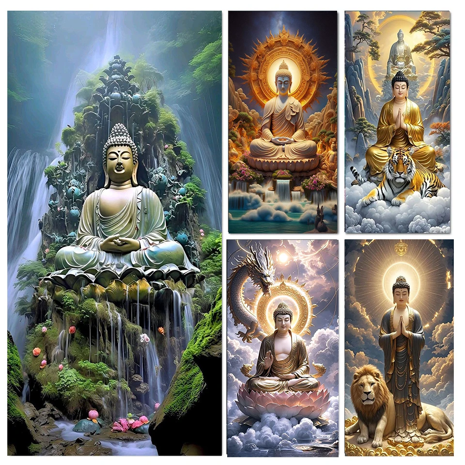 

5D DIY Diamond Painting Kit Buddha Diamond Embroidery Religion Art Full Square Round Cross Stitch Rhinestone Home Deocr