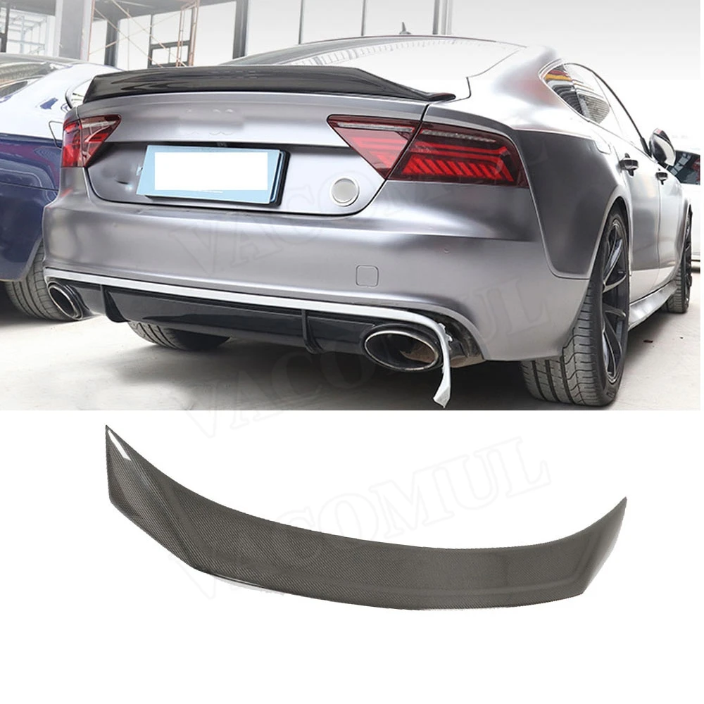 VACOMUL Carbon Fiber Rear Spoiler Trunk Trim Sticker For Audi A7 S7 RS7 2013-2017 Car Boot External Decoration