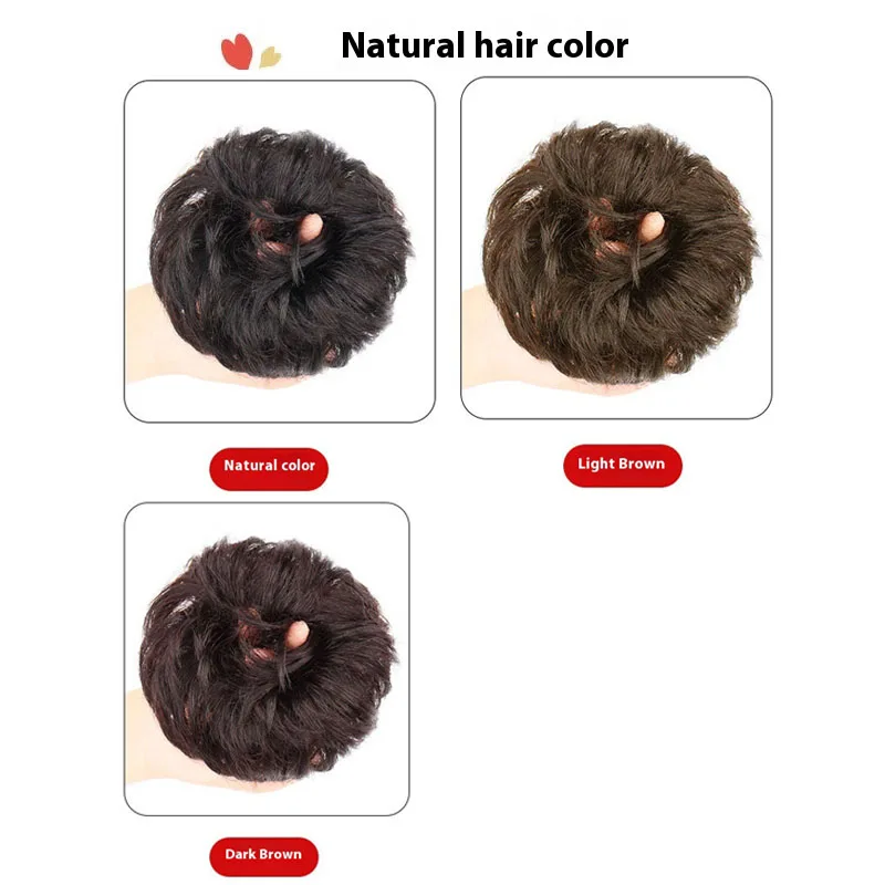 여성용 컬리 페이크 하리(자연스러운 볼륨 번 헤어스타일) 헤어밴드 포함 업두용 리얼리틱 여성용 합성 텍스처 헤어