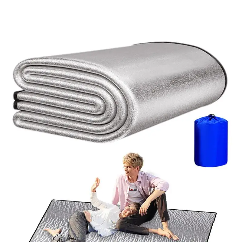 Camping Mat Foam Foil Blanket Aluminum Insulation Foam Foil Mat Sleeping Pad Thermal Outdoor Tent Footprint Reflecting Heat