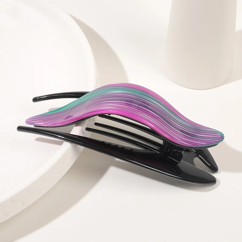 New Fashion Very LargeLuxury Boutique Simple Striped Duck Beak Clip Hairpin Barrettes for Women Girl Accessories Headwear