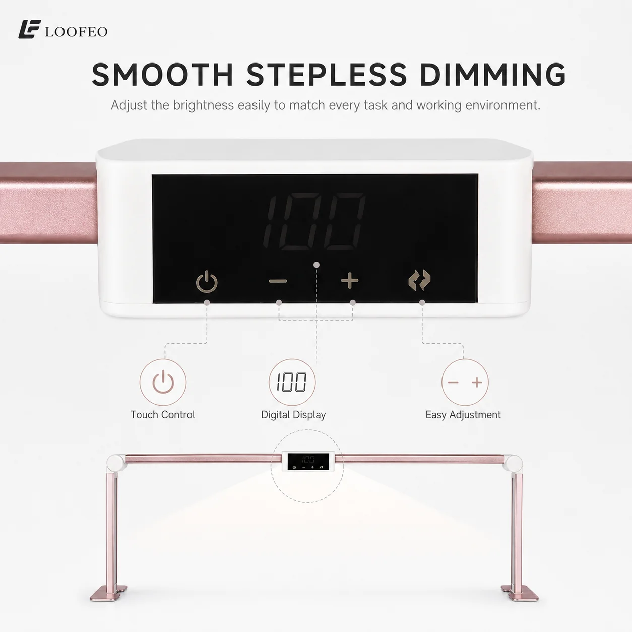Bright Manicure Workspace 1PC LED Nail Desk Lamp 36W 480 LEDs Stepless Dimming Touch Control Foldable Frame With Detachable Feet